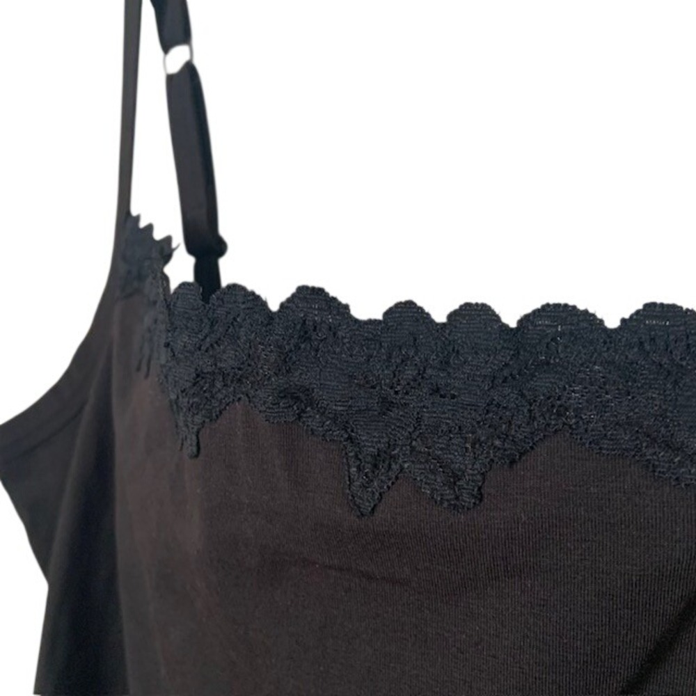 Coldwater Creek NWT XL Black Tank Top Cotton  Lace Neckline Whimsigoth Layer